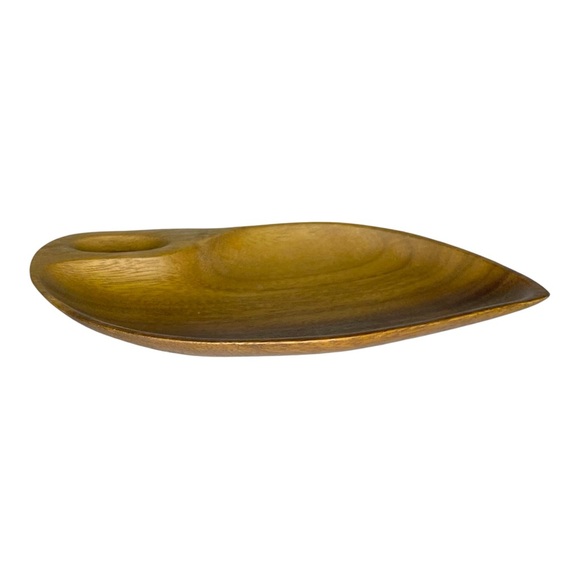 Vintage Unbranded Wooden Leaf-Shaped Tray Trinket Dish - Picture 2 of 3